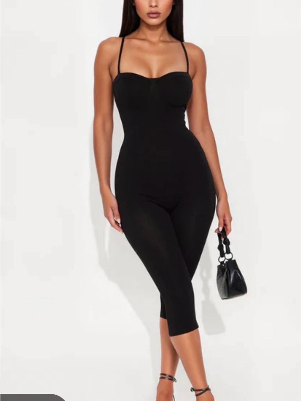 Black Bustier Jumpsuit with Straps